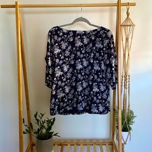 Floral, Navy Blouse by LOFT.